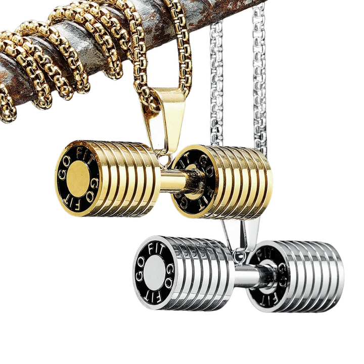 Dumbbell Men Necklaces 316L Stainless Steel Go Fit Pendant Fitness Muscles Bodybuilding Chain Punk Rock for Rider Jewellery Gift