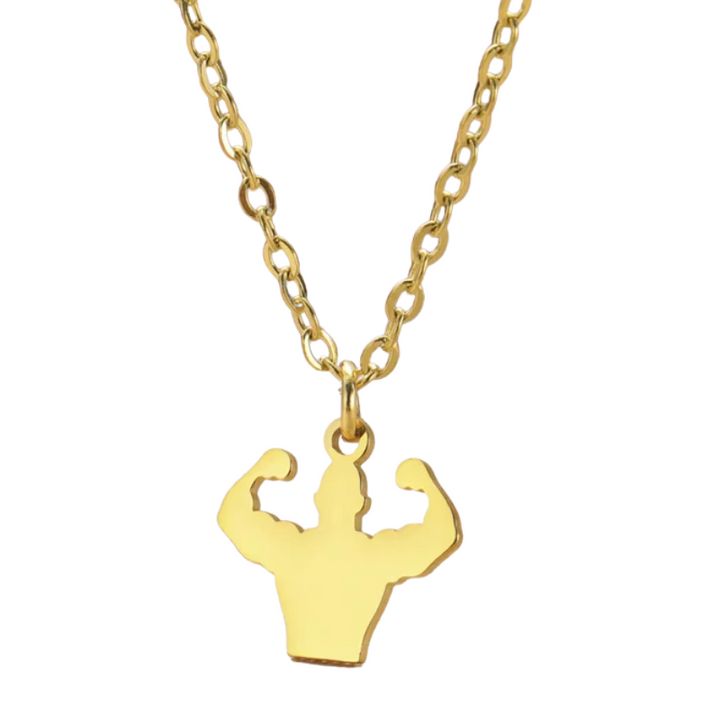 My Shape Weight Lifting Man Barbell Necklaces Stainless Steel Dumbbell Sports Fitness Gym Chain for Body Builder Jewellery Gifts