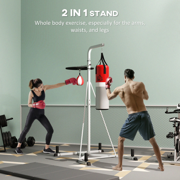 HOMCOM Punchbag & Speedball Boxing Station Frame Freestanding, White