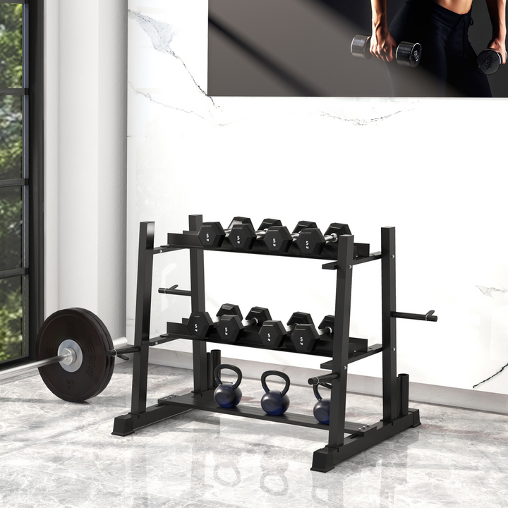 SPORTNOW 3-Tier Dumbbell Rack for Dumbbells, Kettlebells&Plates (Rack Only)