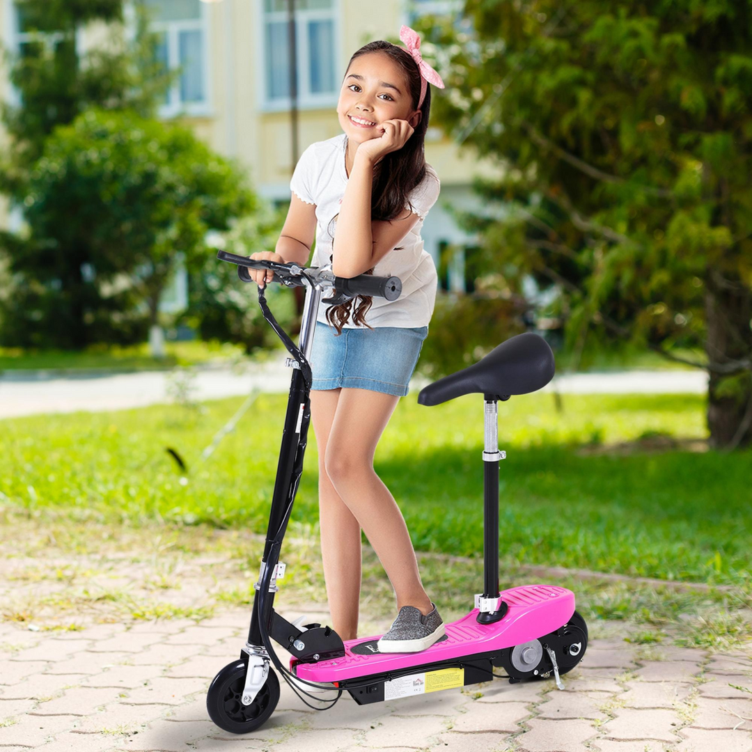 Kids Foldable Electric Powered Scooters 120W Toy Brake Kickstand Pink HOMCOM