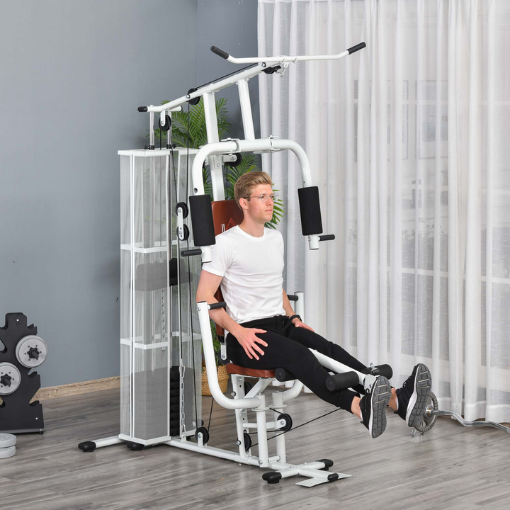 HOMCOM Multifunction Home Gym Weight Training Station Machine White