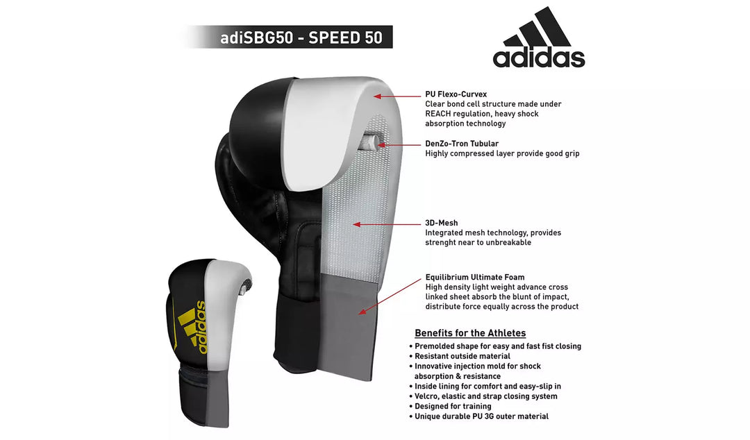 Adidas Speed 50 12oz Boxing Gloves - Black