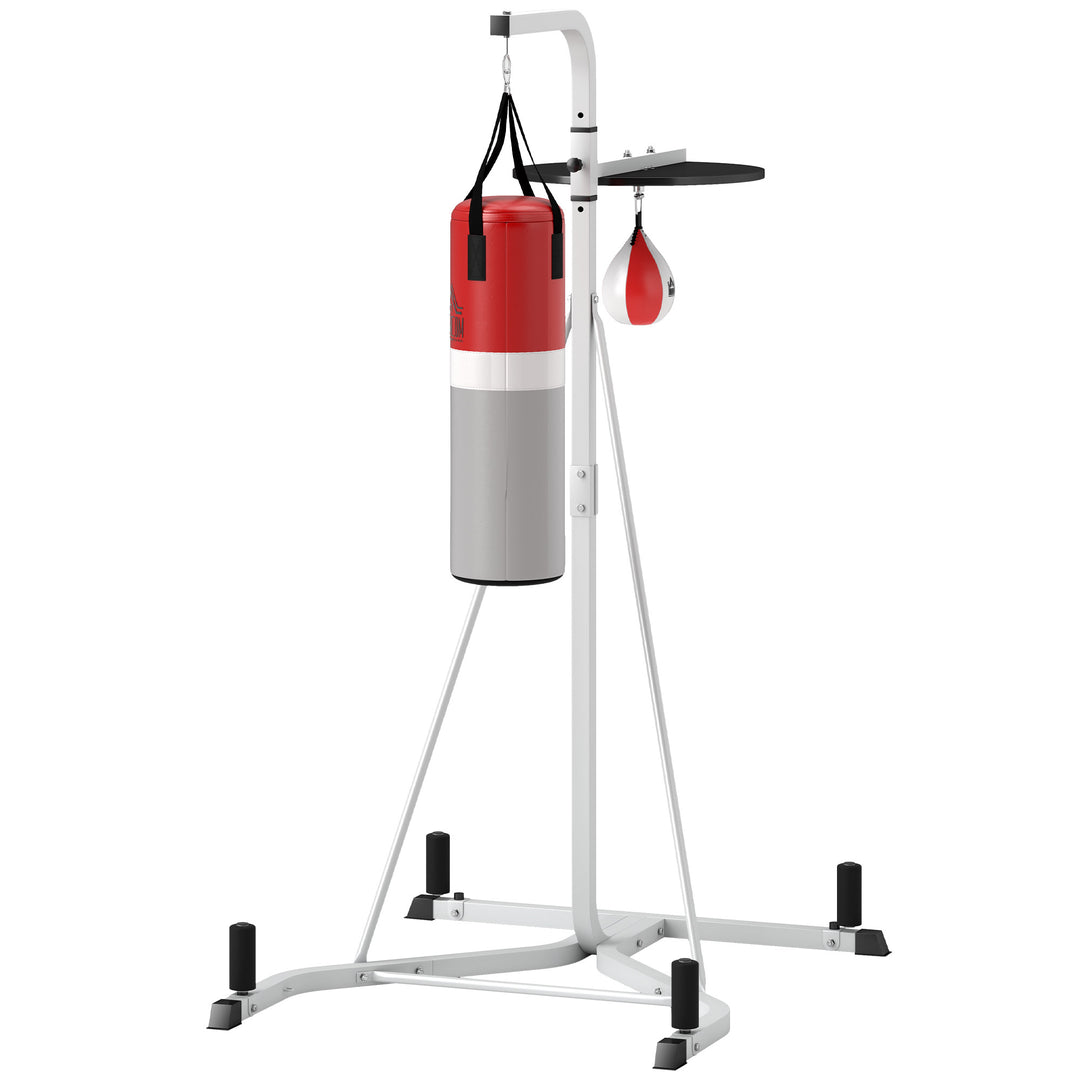 HOMCOM Punchbag & Speedball Boxing Station Frame Freestanding, White
