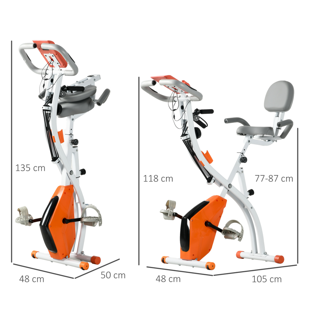 2-In-1 Upright Exercise Bike 8-Level Adjustable with Pulse Sensor Orange