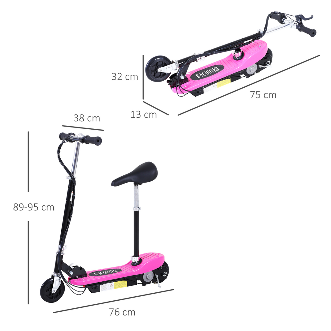 Kids Foldable Electric Powered Scooters 120W Toy Brake Kickstand Pink HOMCOM