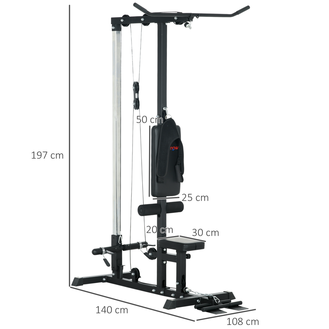 SPORTNOW Pull Up Station Power Cage with Adjustable Seat, Home Gym, Black