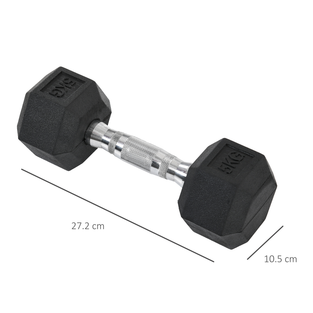 Hexagonal Dumbbells Kit Weight Lifting Exercise for Home Fitness 2x5kg HOMCOM