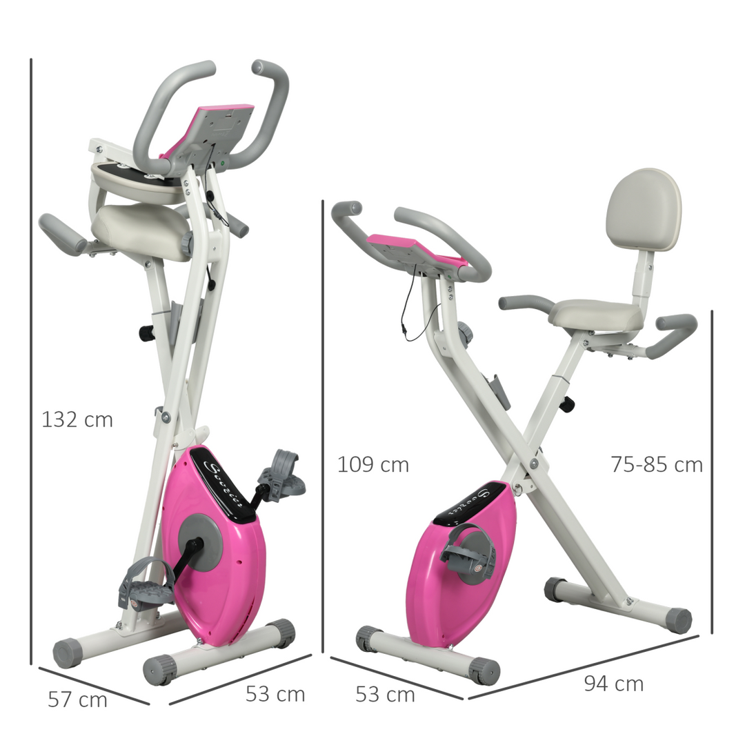 HOMCOM Folding Exercise Bike w/ Adjustable Magnetic Resistance and Seat Height