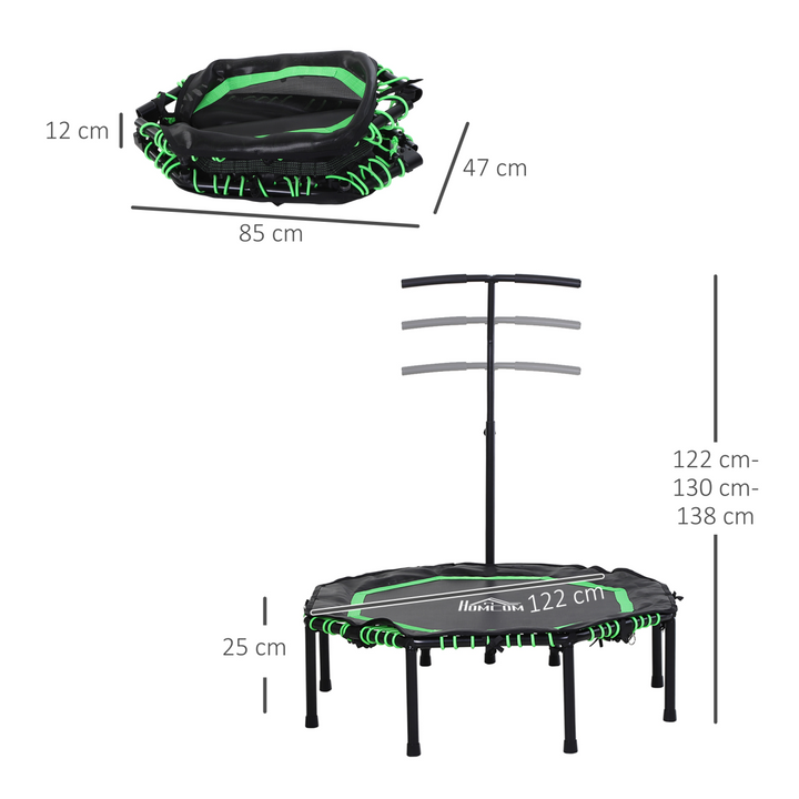 HOMCOM Foldable Trampoline Bouncer Jumper Adjust Handle for Adult Teens - Green