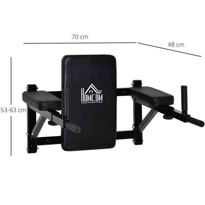 Gym Rack Dip Station Wall Mounted AB Knee Leg Raise Pull Up Fitness HOMCOM