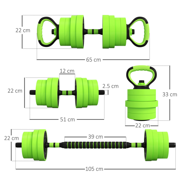 SPORTNOW Weight Dumbbells Set, Barbell, Kettlebell, Push Up Stand, 30kg
