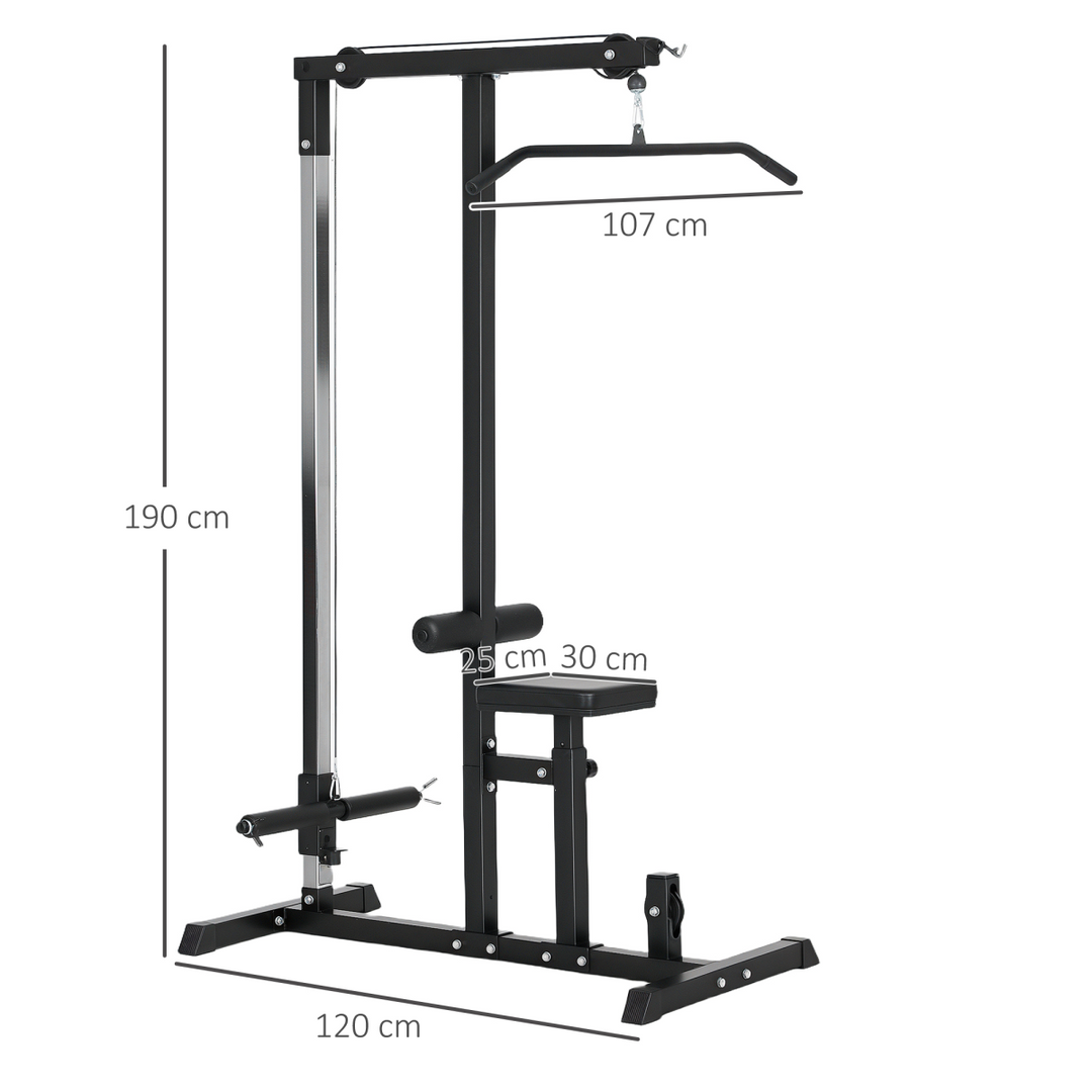 Exercise Pulldown Machine Power Tower with Adjustable Seat Cables HOMCOM