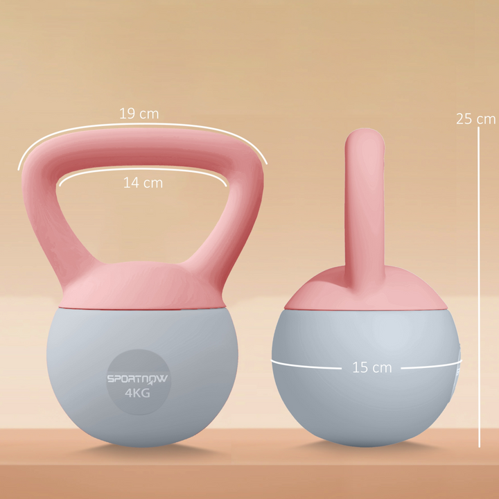 4kg Soft Body Kettlebell Pink Grey