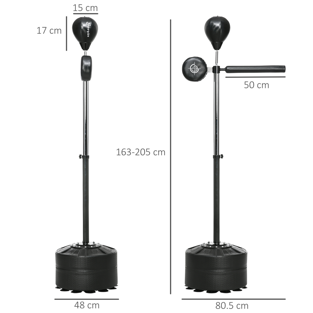 SPORTNOW Adjustable Speed Bag, Boxing Bag with Stand, Reflex Bar, Black