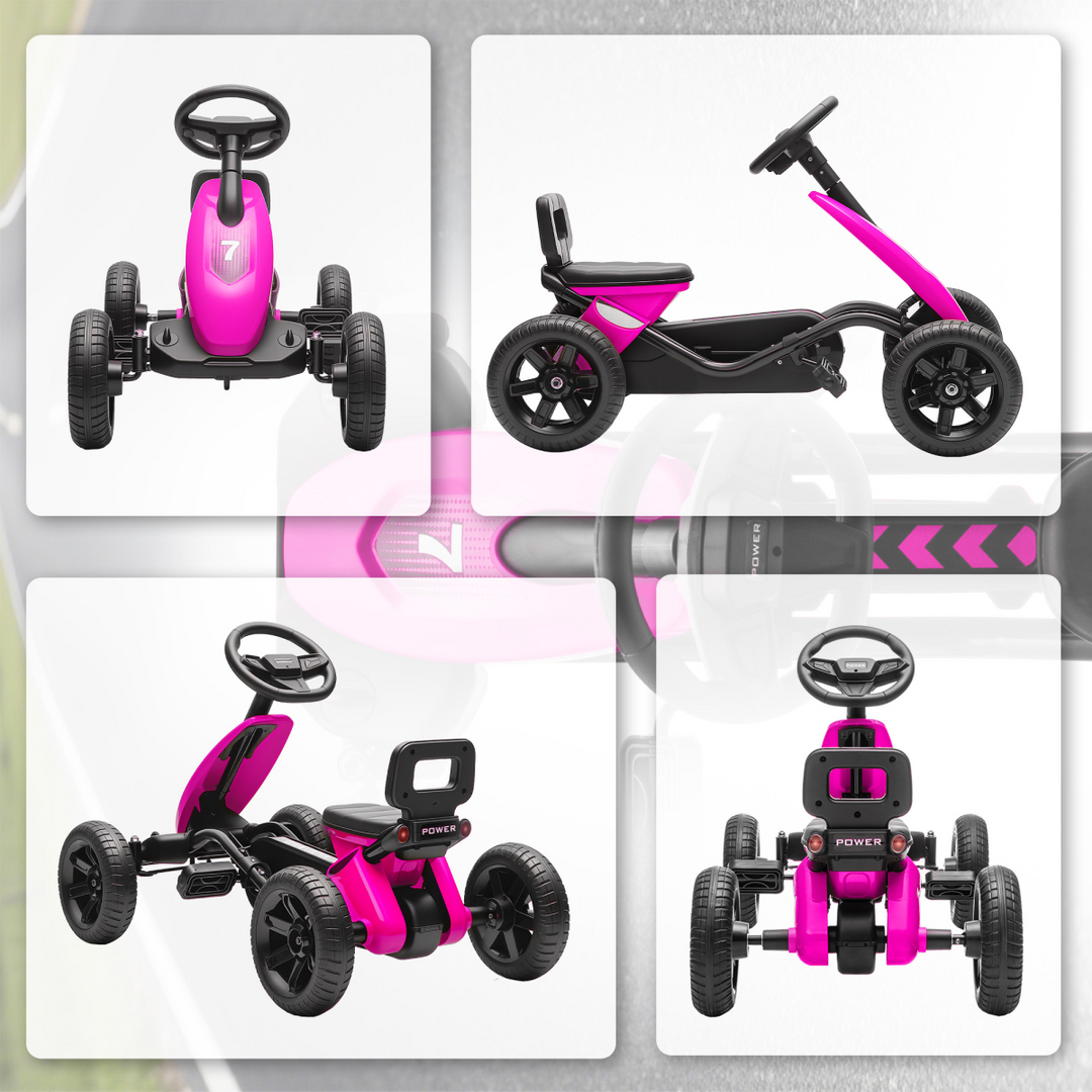 Children's Bright Pink Pedal Go Kart
