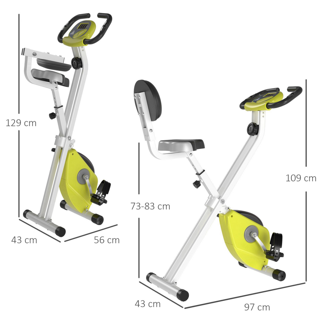 Magnetic Resistance Exercise Bike Foldable LCD Adjustable Seat Yellow
