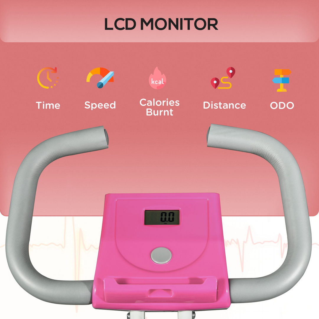 HOMCOM Folding Exercise Bike w/ Adjustable Magnetic Resistance and Seat Height