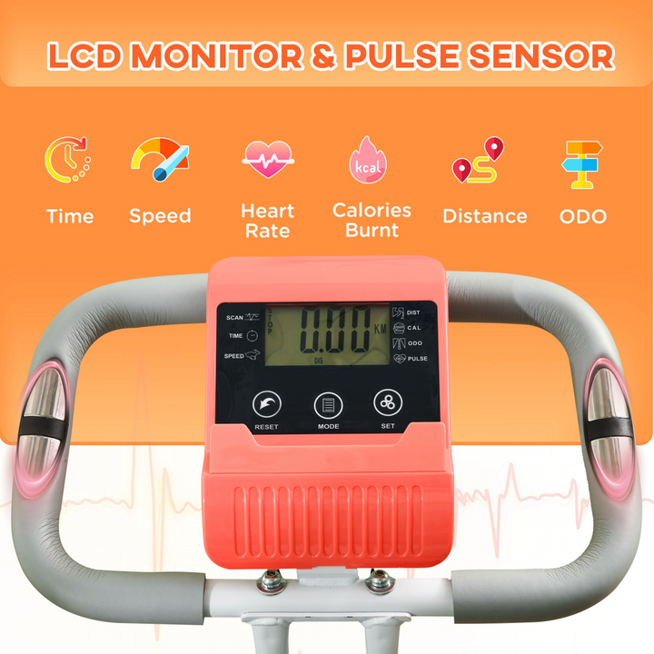 2-In-1 Upright Exercise Bike 8-Level Adjustable with Pulse Sensor Orange