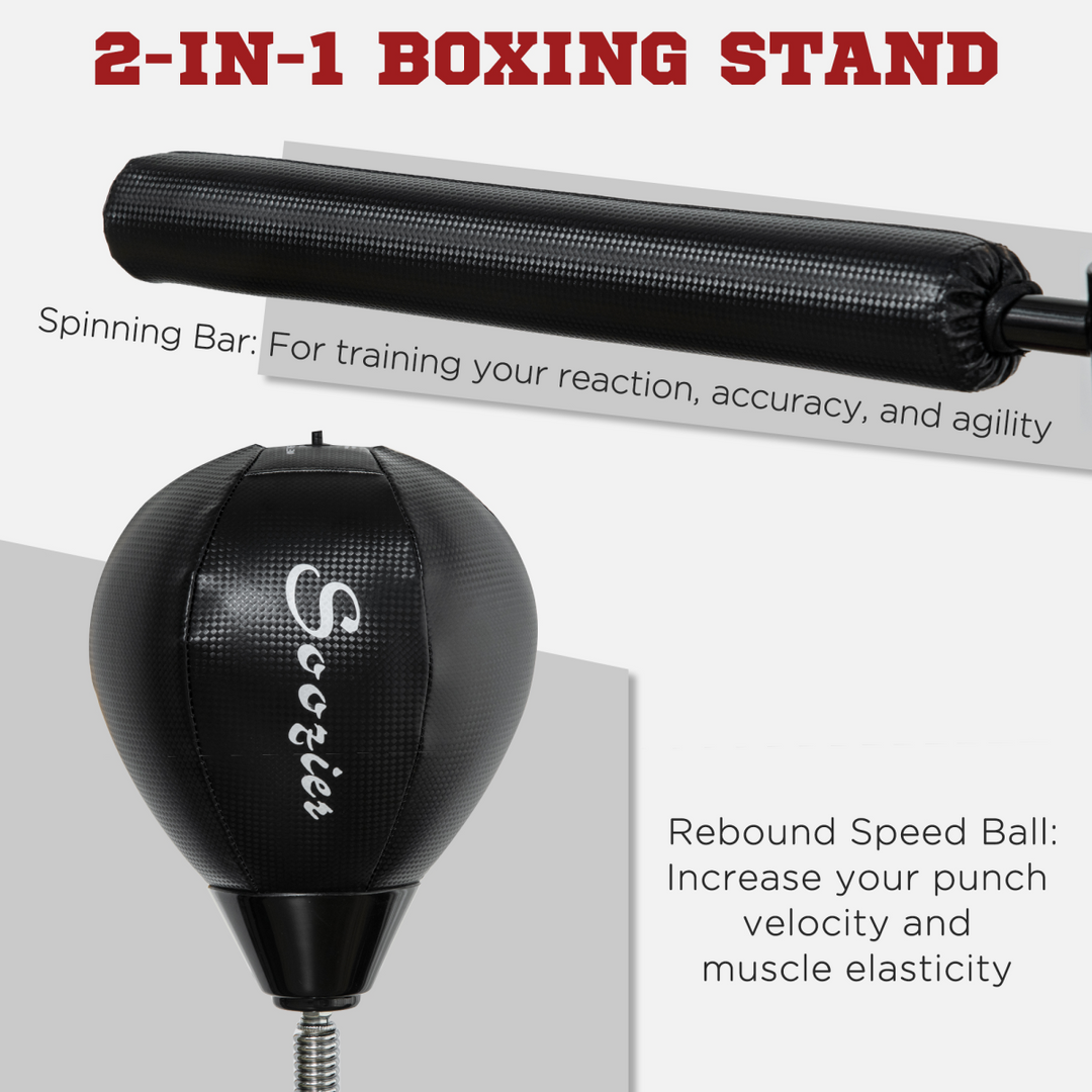 SPORTNOW Adjustable Speed Bag, Boxing Bag with Stand, Reflex Bar, Black