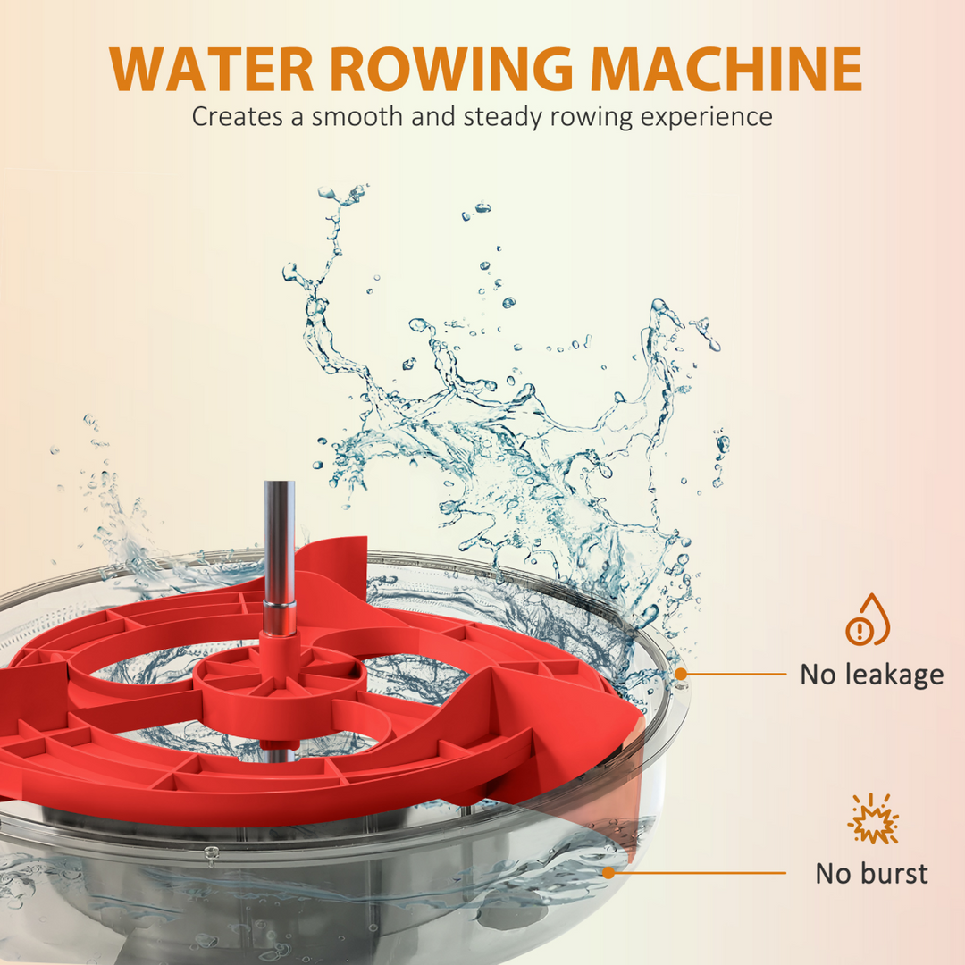 SPORTNOW Foldable Water Rowing Machine with Wheels and LCD Monitor, Black