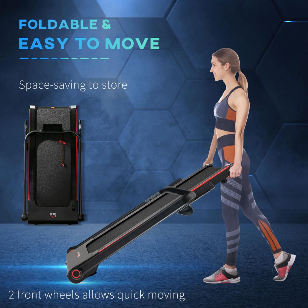 Electric Folding Treadmill w/ Wheels, Safety Button and LED Monitor