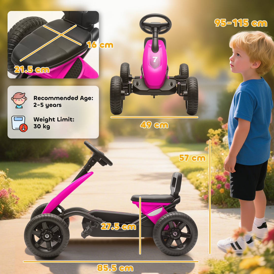 Children's Bright Pink Pedal Go Kart