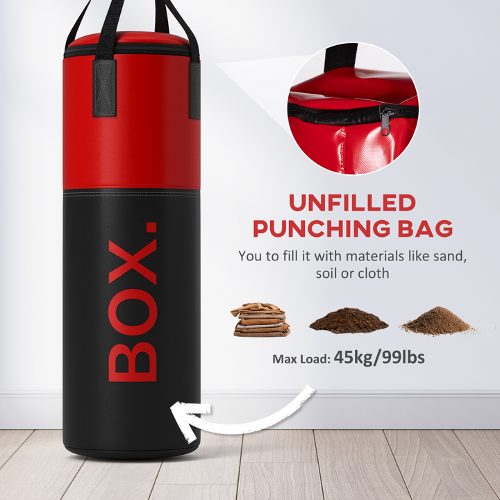 SPORTNOW Unfilled Punch Bag with Boxing Gloves and Wall Mounted Bracket