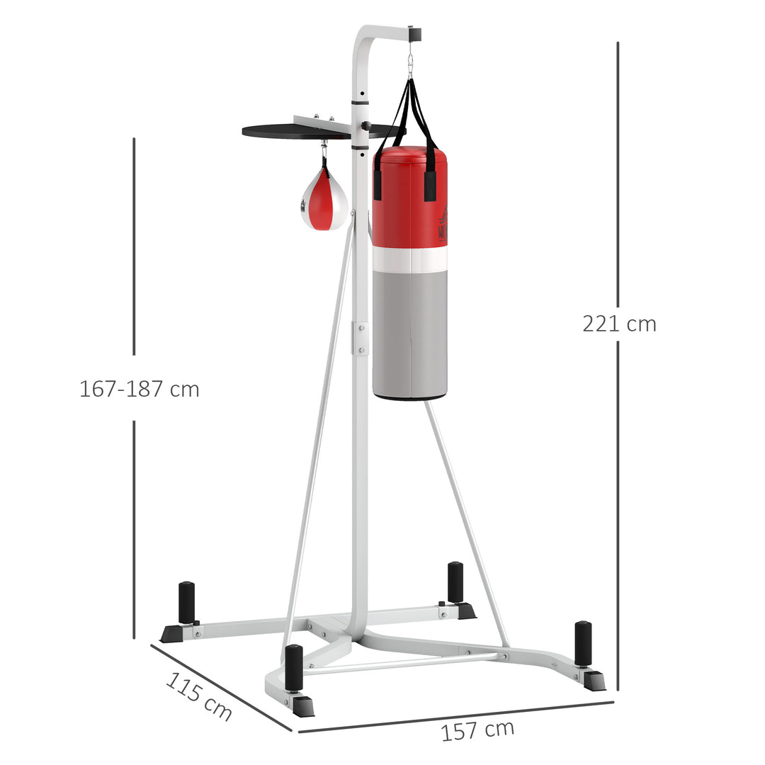 HOMCOM Punchbag & Speedball Boxing Station Frame Freestanding, White