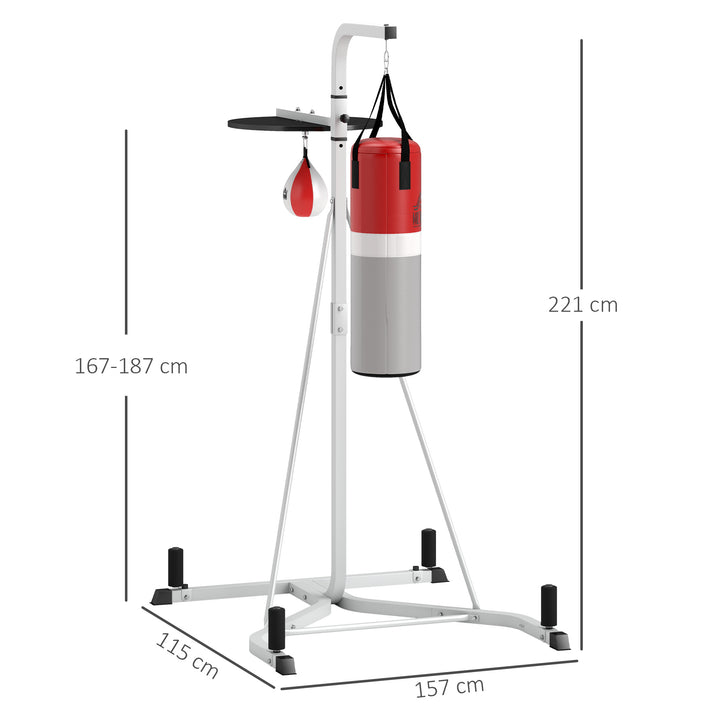 HOMCOM Punchbag & Speedball Boxing Station Frame Freestanding, White