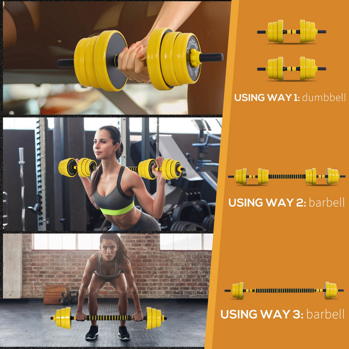 20KG Barbell Dumbbell Set Fitness Exercise Home Gym Plate Bar Clamp Rod HOMCOM