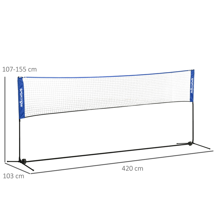 SPORTNOW 4m Badminton Net, Adjustable Sports Net for Tennis, Volleybal, Blue