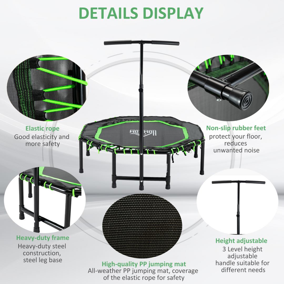 HOMCOM Foldable Trampoline Bouncer Jumper Adjust Handle for Adult Teens - Green