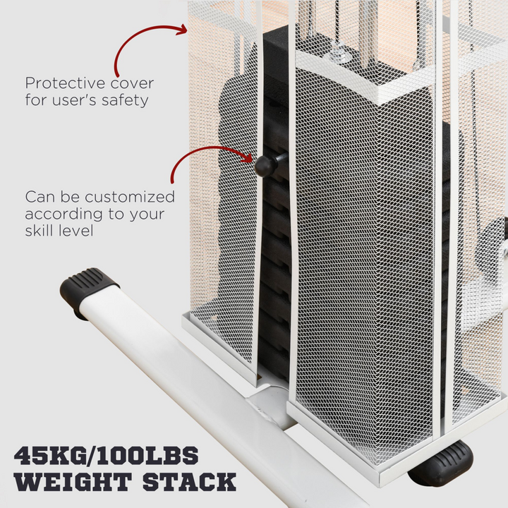 HOMCOM Multifunction Home Gym Weight Training Station Machine White