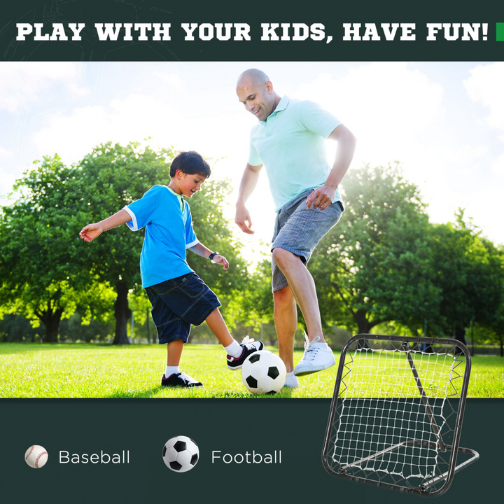 Angle Adjustable Rebounder Net Goal Training Set Football, Baseball HOMCOM