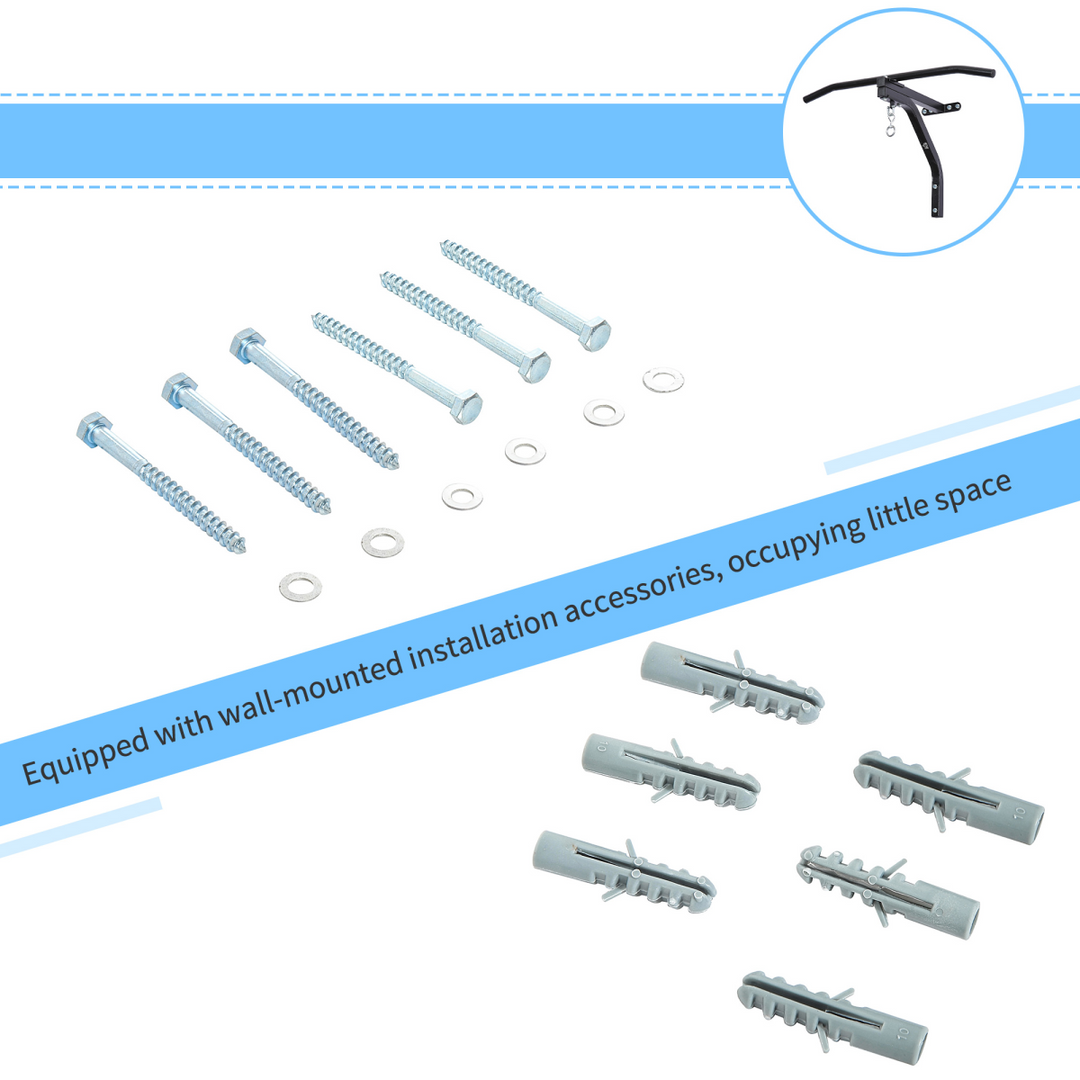 Heavy Punch Bag Hanger Wall Mount Chain Swivel Bracket Bar Steel, Black HOMCOM