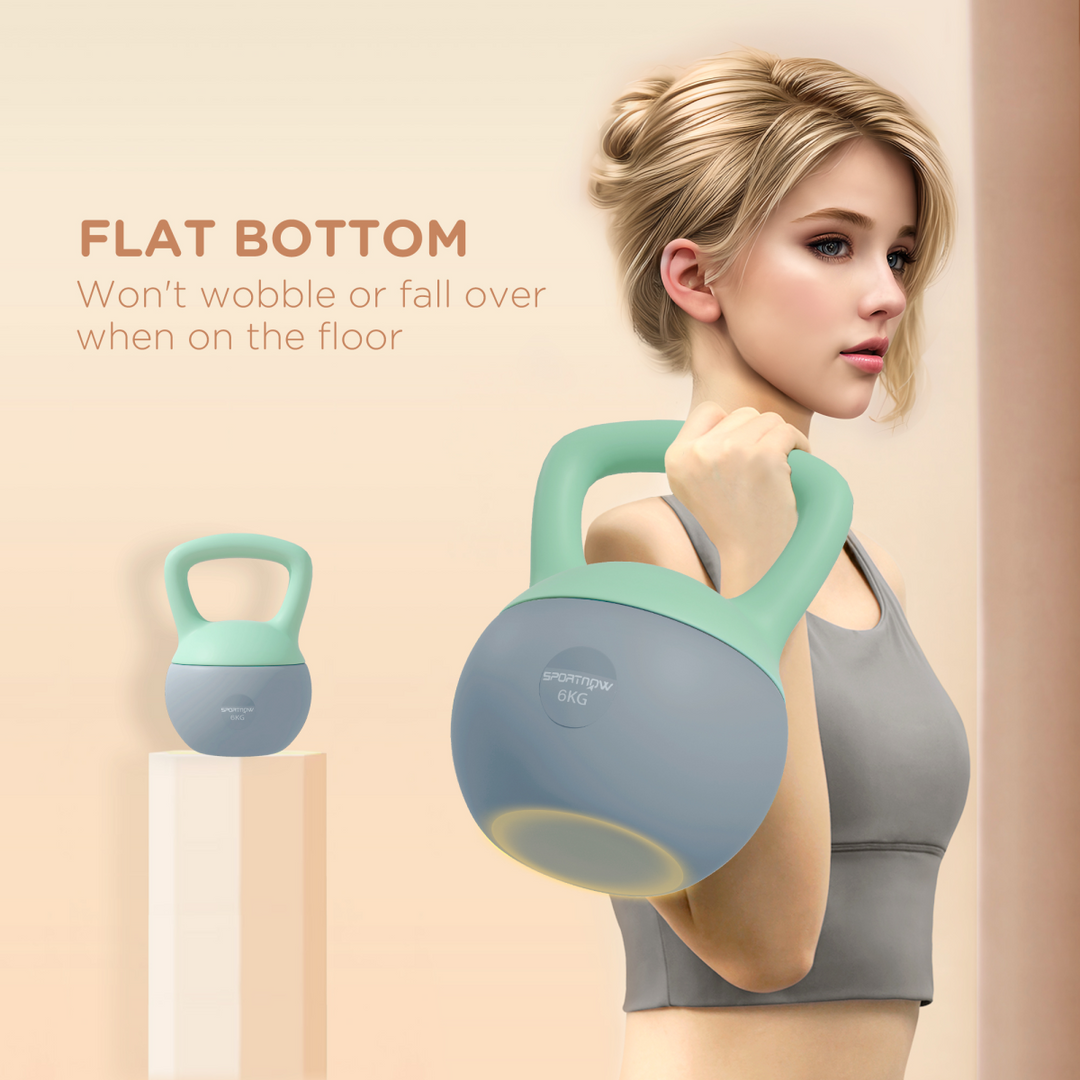 SPORTNOW 6KG Kettlebell with Soft Body and Non-Slip Handle, Grey and Green