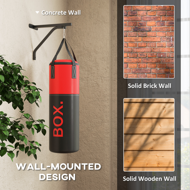 SPORTNOW Unfilled Punch Bag with Boxing Gloves and Wall Mounted Bracket