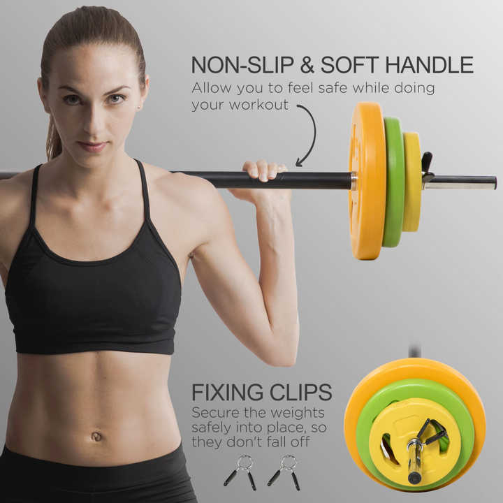 HOMCOM 20kg Weights Barbell Set with Non-slip Handle for Strength Training