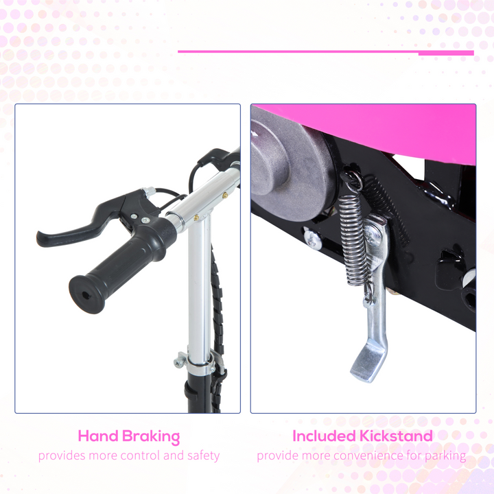 Kids Foldable Electric Powered Scooters 120W Toy Brake Kickstand Pink HOMCOM