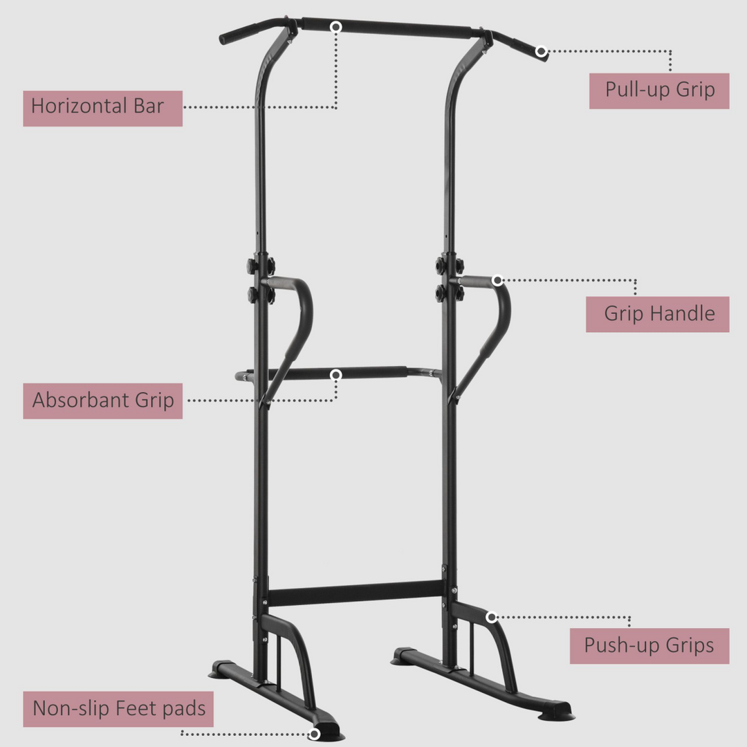 Power Tower Dip Station Pull Up Bar Multi-Function Push Up Equipment Home Gym