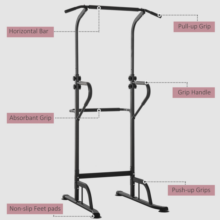 Power Tower Dip Station Pull Up Bar Multi-Function Push Up Equipment Home Gym