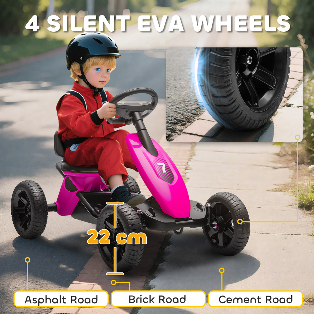 Children's Bright Pink Pedal Go Kart