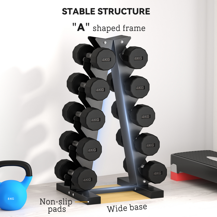 SPORTNOW Five-Tier Weight Tree, Steel Dumbbell Rack for Home Gym Exercise