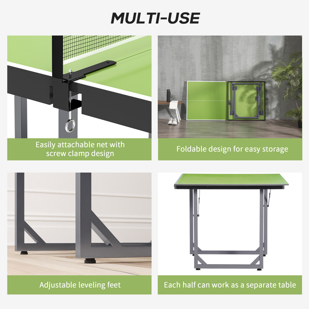 Tennis Table Ping Pong Foldable with Net Game Steel 182cm Indoor, Green HOMCOM