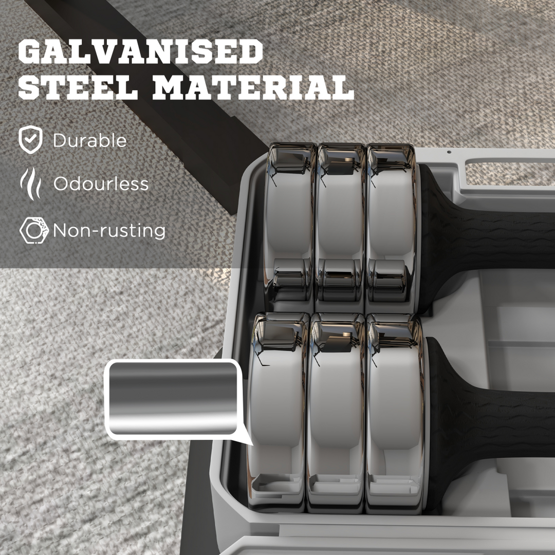 Adjustable Dumbbells Set, Free weights with Storage Box, 10kg x 2 Silver Black