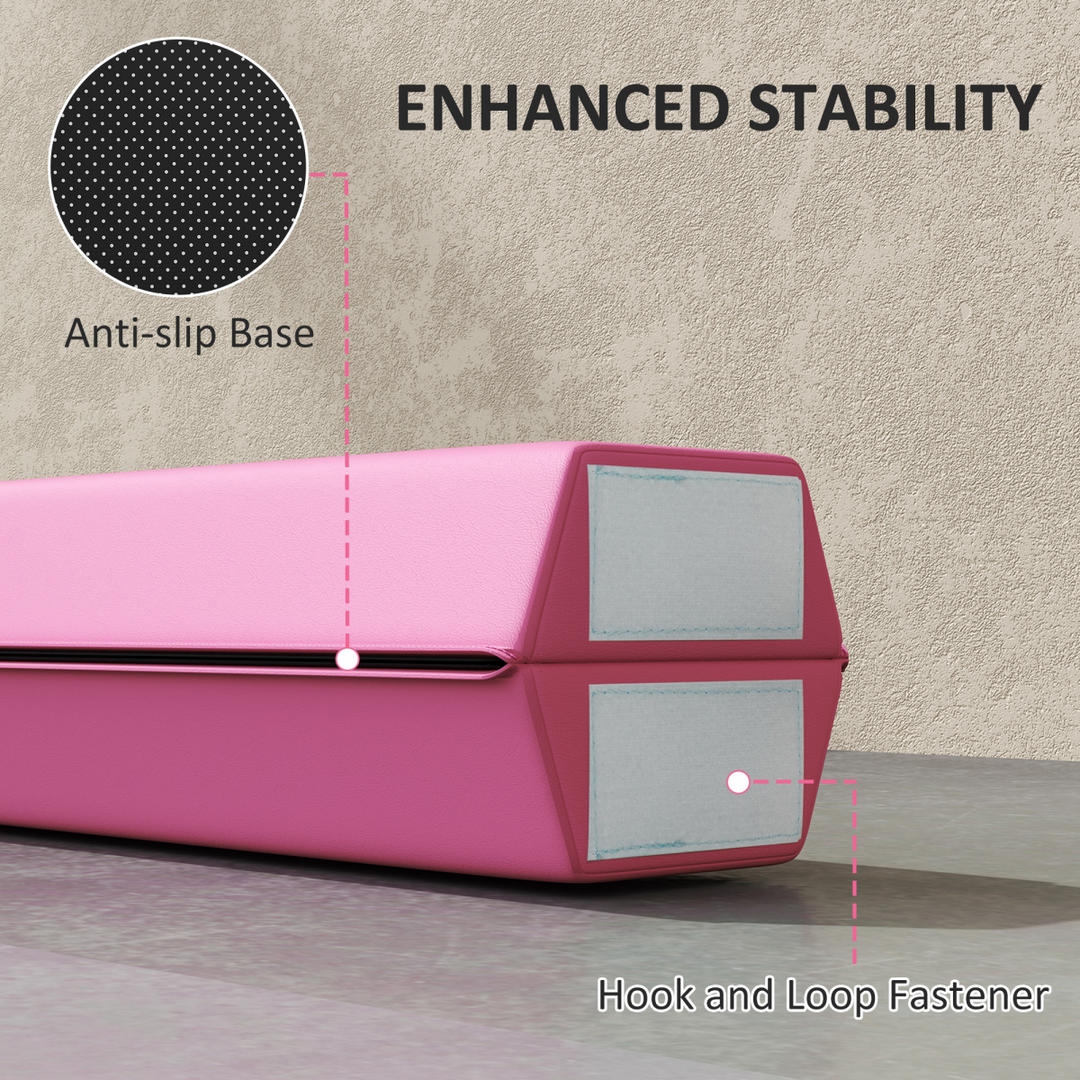 SPORTNOW 7.7FT Folding Gymnastics Balance Beam with Anti-Slip Base, Pink