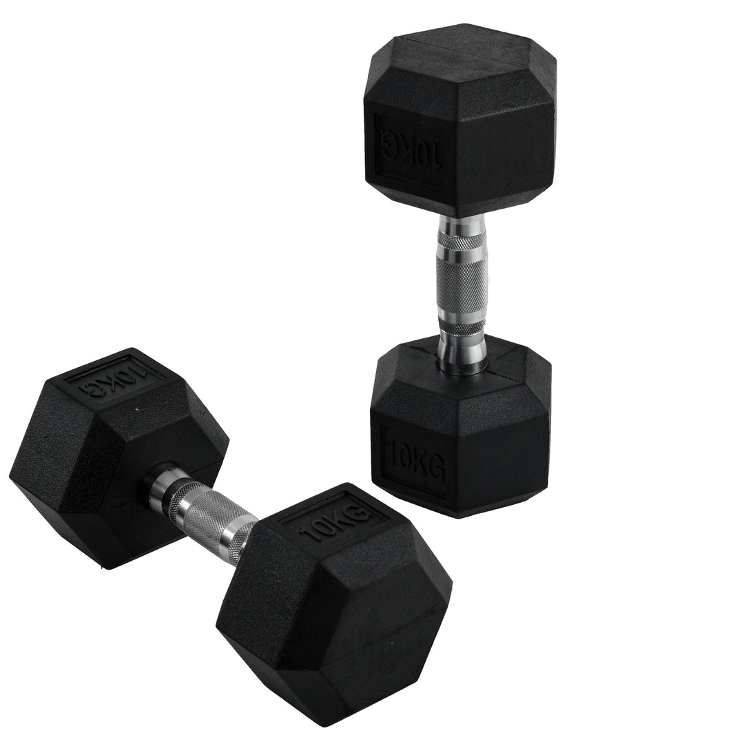 Hexagonal Dumbbells Kit Weight Lifting Exercise for Home Fitness 2x10kg HOMCOM