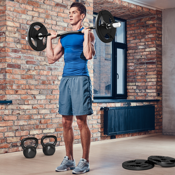 120cm EZ Curl Bar with Spring Clips, Barbell Bar for 5cm Weight Plates, 8kg