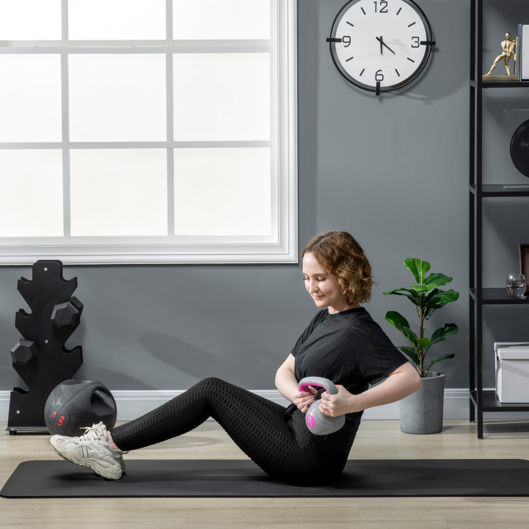 SPORTNOW 2kg Kettle Bell with Handle for Home Gym, Pink and Grey